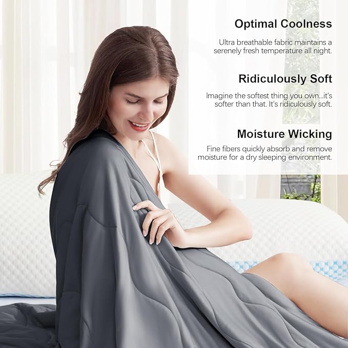 EASELAND Cooling Comforter King, Cold Touch Fabric Absorbs Body Heat, Double-Sided Cool Design Soft Fluffy Cooling Blanket for Night Sweats Hot Sleeper (Dark Gray, King(108"x90"))