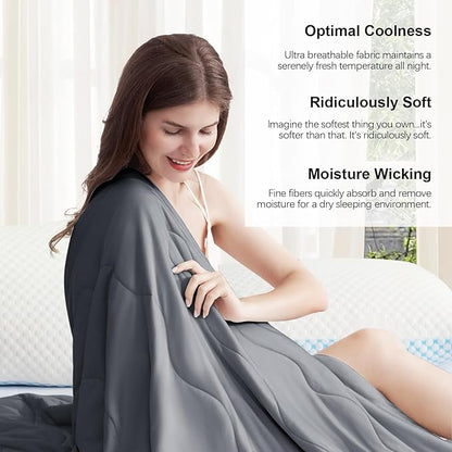 EASELAND Cooling Comforter King, Cold Touch Fabric Absorbs Body Heat, Double-Sided Cool Design Soft Fluffy Cooling Blanket for Night Sweats Hot Sleeper (Dark Gray, King(108"x90"))