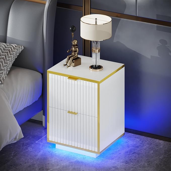 4ever2buy LED Nightstand with Drawers - Image 8