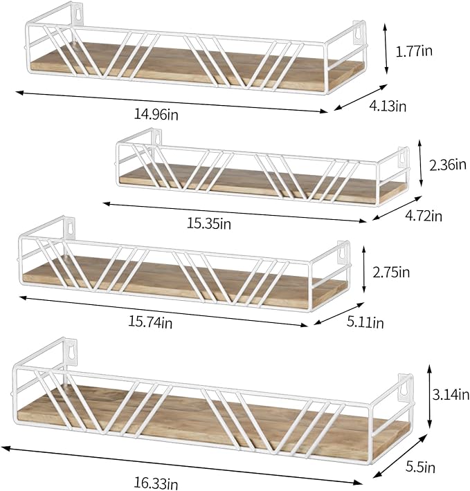 Amaoot Floating Shelves for Wall Set of 4, Wall Shelf Wood Floating Shelf | - Image 2