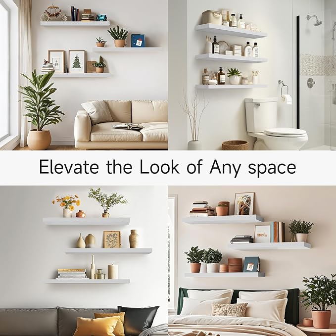 BAYKA White Floating Shelves 35.4in, Wall Mounted - Image 7