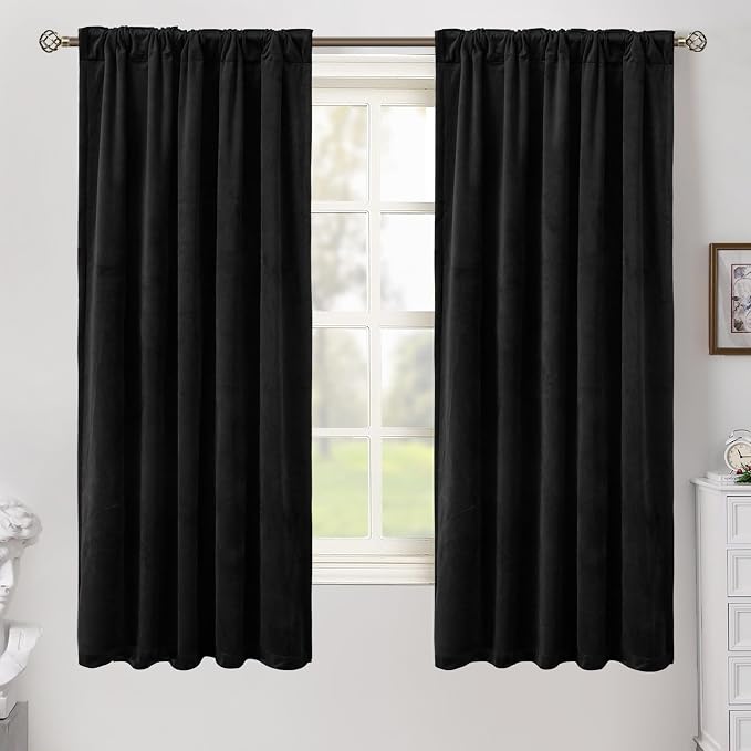 BGment 63 Inch Black Out Thick Velvet Curtains - Image 2
