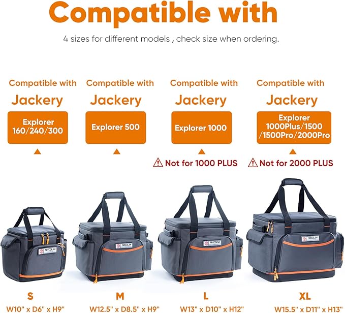 FRECOLSH Travel Carrying Case Compatible with Jackery 500, Portable Power Station Storage Case with Water- proof Bottom and Pocket for Jackery Accessories, Storage Bag Only