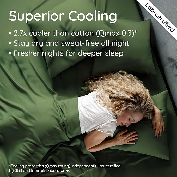 Bambaw California King Sheet Set 4pcs – 100% Viscose Derived from Bamboo Sheets Deep Pocket, Fits Up to 16'' Mattresses, Super Soft & Temperature Cooling Bed Sheets (Olive)