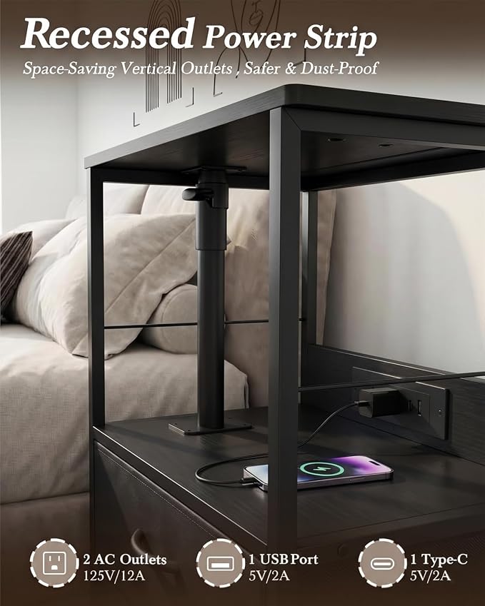 Faesun Swivel Lift Top Nightstand - Image 4