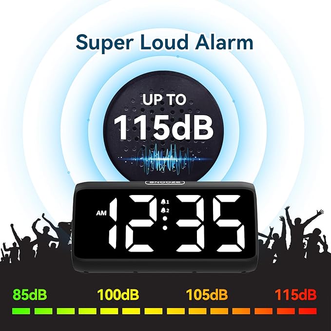 Digital Alarm Clocks for Bedrooms, Loud Alarm Clock - Image 2