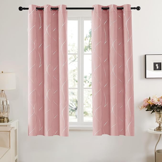 Deconovo Curtains for Living Room, Pattern Blackout Curtains 63 Inches Long | - Image 2