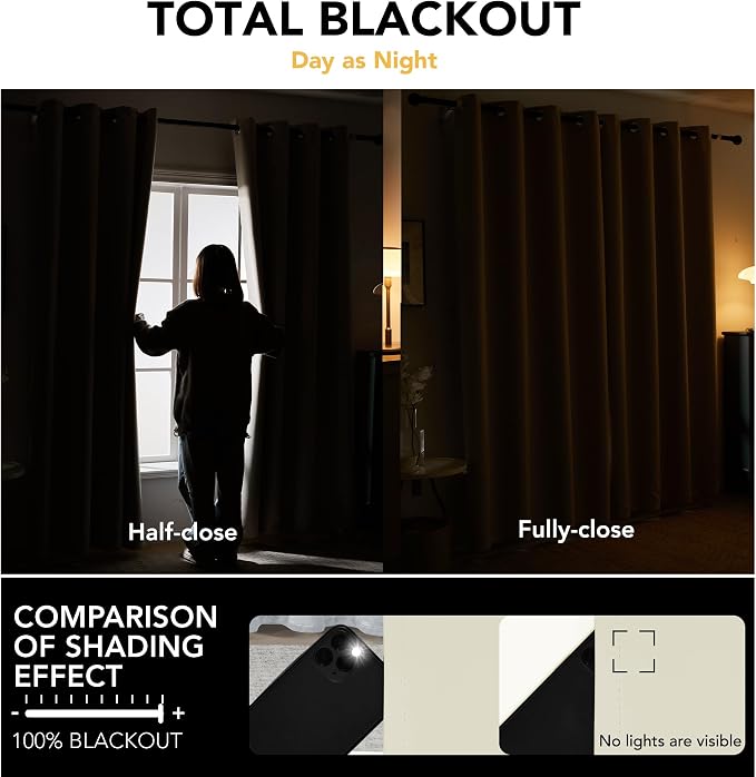 Deconovo Total Blackout Curtains 84 Inch Length 2 Panels Set，Thermal Insulated - Image 6