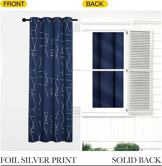 NICETOWN Blackout Curtain Panels 84 inches Long, Window Treatment Foil Printed - Image 4