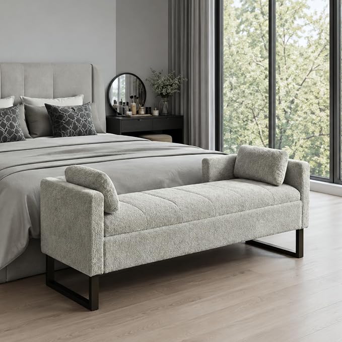 64" King Size End of Bed Storage Bench by Aortzio