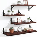 YGEOMER Floating Shelves for Wall, Different Sizes Walnut Red Brown Wall by YGEOMER