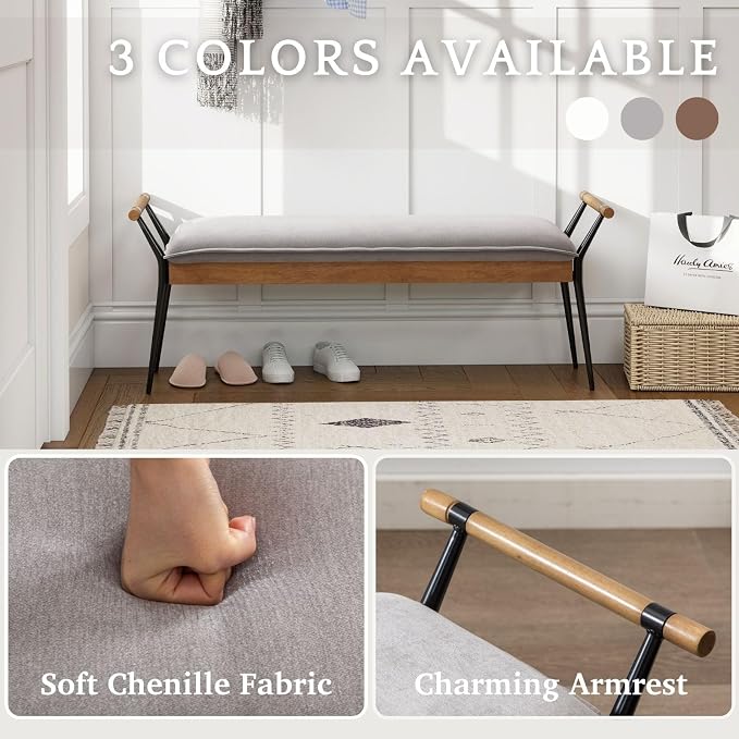 LukeAlon Modern Chenille Ottoman Bench - Image 3