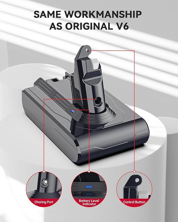 Morpilot Battery Replacement for V6, 21.6V 8000mAh Li-ion Battery Compatible with V6 Animal V6Absolute V6Motorhead V6Fluffy SV03 SV04 SV05 SV06 SV07 SV09 DC58 DC59 DC61 DC62 DC72 DC74 Vacuum Cleaner
