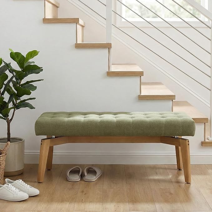 DUOMAY Green Upholstered End of Bed Bench by DUOMAY
