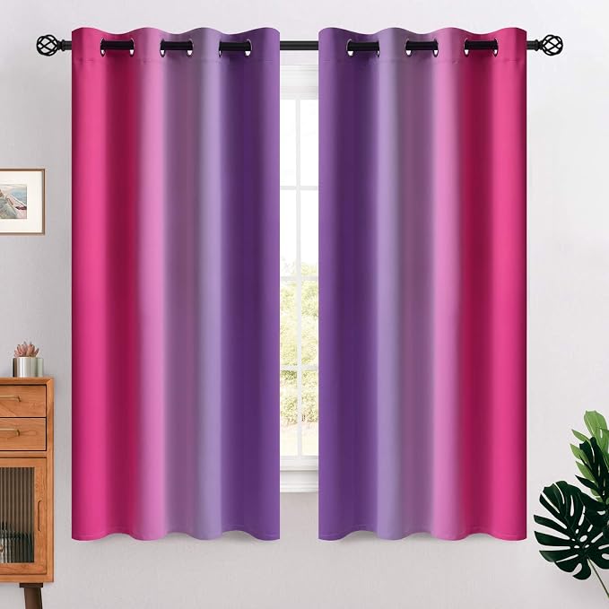 COSVIYA Grommet Ombre Blackout Pink and Purple Curtains, W52 x L63 inch | Room by COSVIYA