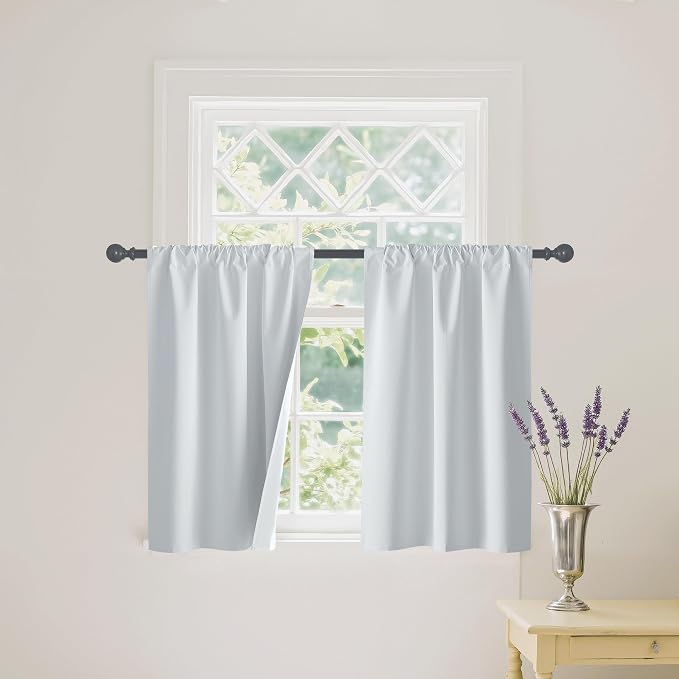 RYB HOME Short White 100% Blackout Curtains by RYBHOME
