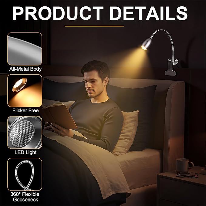1 Pcs LED Clip on Reading Light - Image 7
