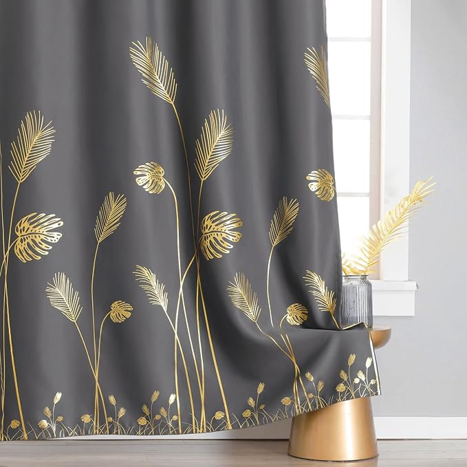 Curtain for Sliding Glass Door 100W x 96L Inch Gold Palm Tree Printed Curtain - Image 4