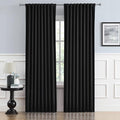 Black Blackout Curtains 84 Inch Long, 2 Panels 52W x 84L | Back Tab and Rod by DUALIFE