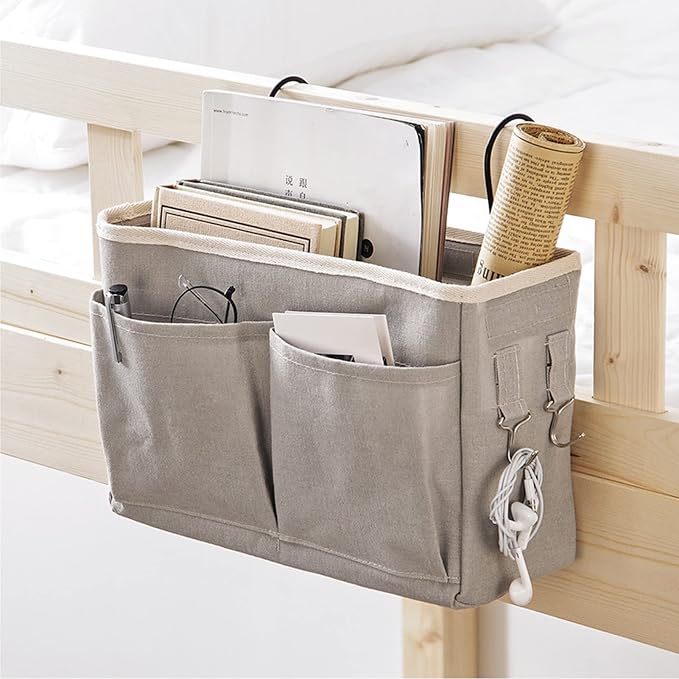 F&Y Cotton Linen Bedside Hanging Organizers, Storage Pocket Basket - Image 2