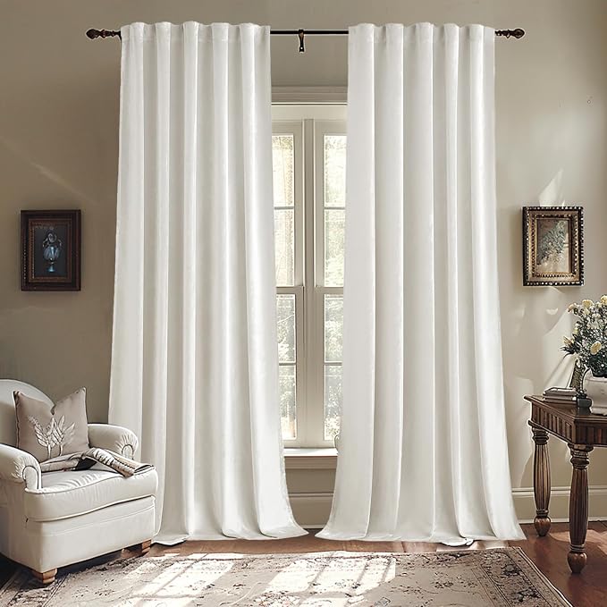 MIULEE White Velvet Curtains 52x108 inches Luxury Room Darkening Curtains | - Image 7