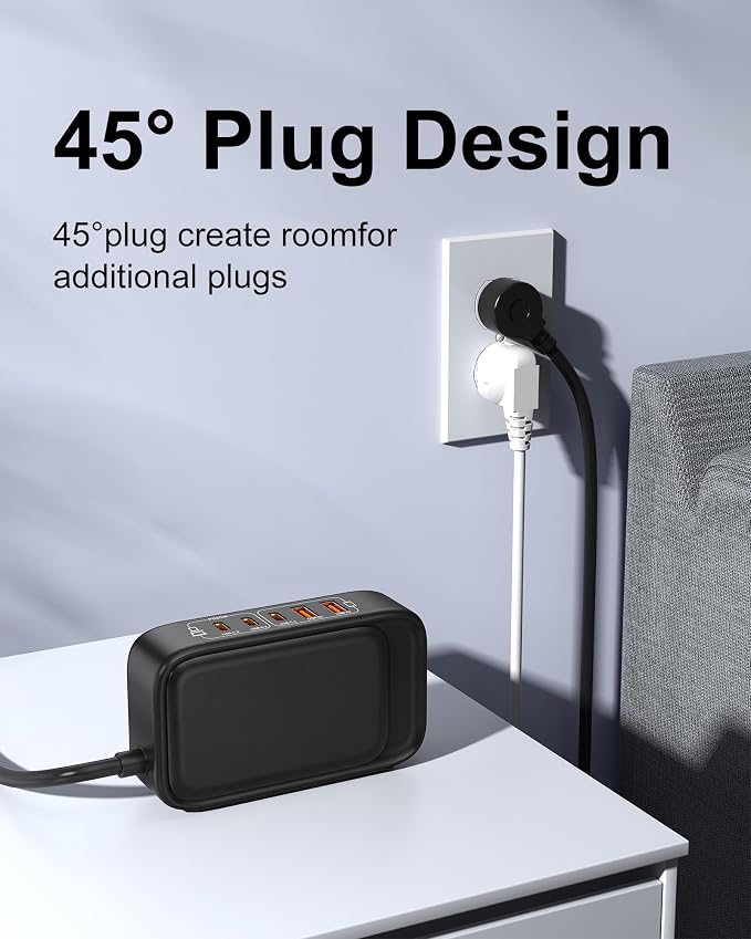 7-in-1 USB Power Strip, 85W Charging Station 5FT Extension Cord - Image 7