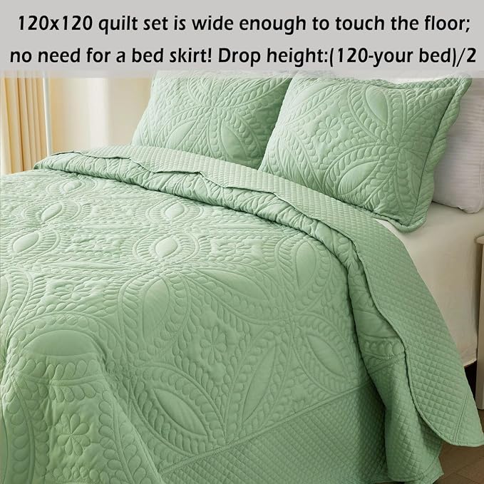 Cmfshape Oversize King Bedspread 120"x120", 3 Piece California King Quilt Set - Image 2