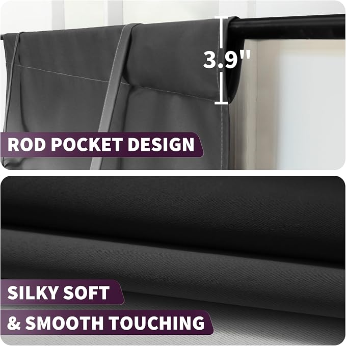COSVIYA 100% Blackout Ombre Black Adjustable Tie Up Curtains - Image 5