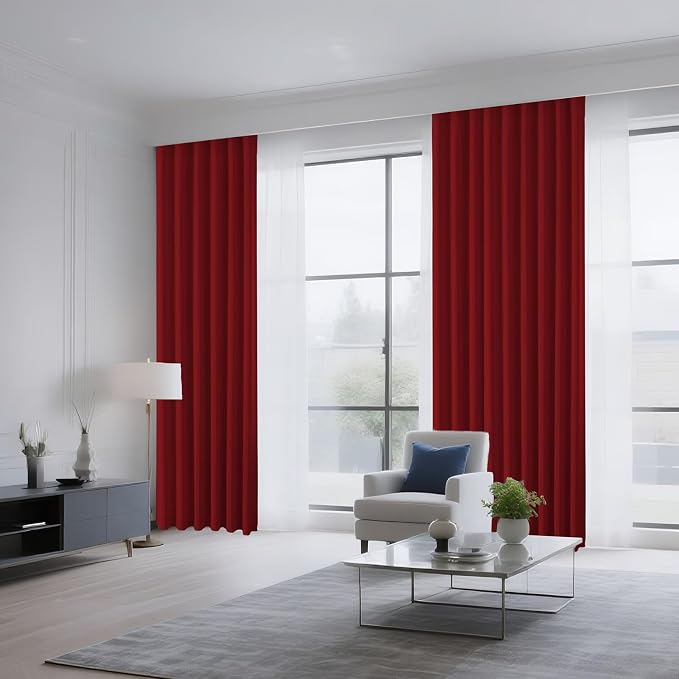 CUCRAF Red Blackout Curtains 63 inch Length 2 Panels Set, Rod Pocket Room - Image 8