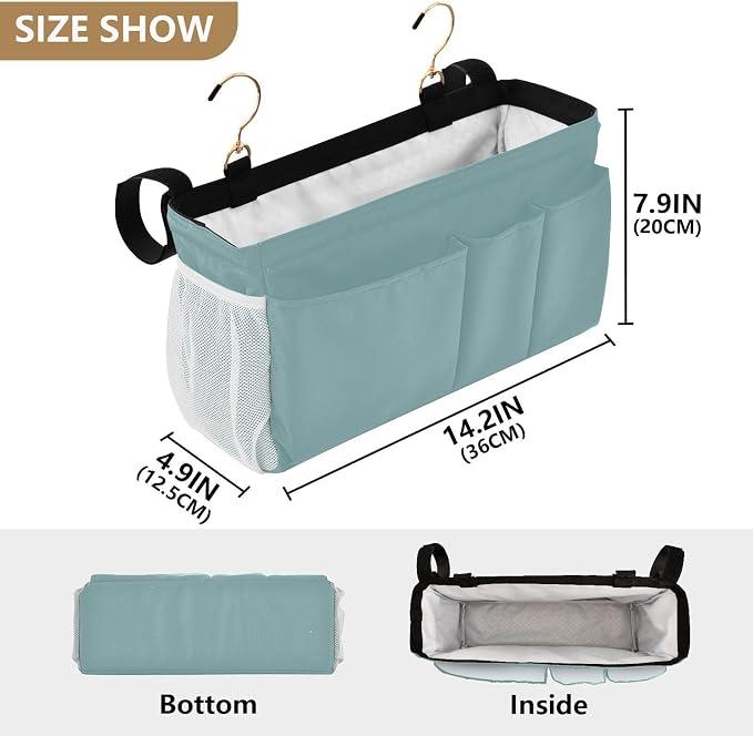 DOMIKING Teal Bedside Caddy for Dorm Bed Recliner Armrest Organizer - Image 4