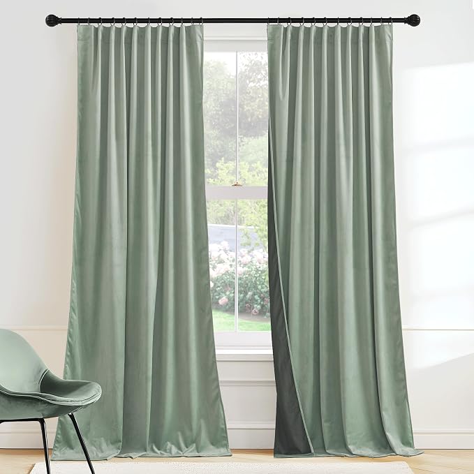 RYB HOME Auqa Velvet Curtains 90 inches by RYBHOME