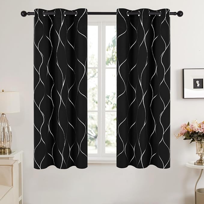 Deconovo Curtains for Living Room, Pattern Blackout Curtains 63 Inches Long | - Image 2