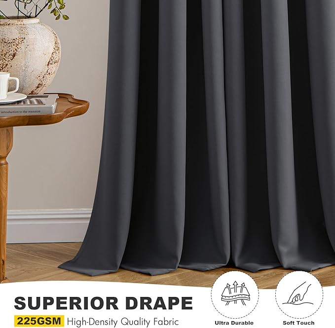 MIULEE Blackout Curtains for Bedroom 2 Panels 34 x 45 Inch Long Dark Grey | - Image 5