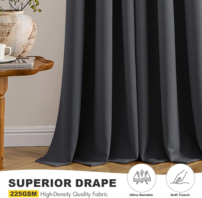 MIULEE Blackout Curtains for Bedroom 2 Panels 40 x 80 Inch Long Dark Grey | - Image 5