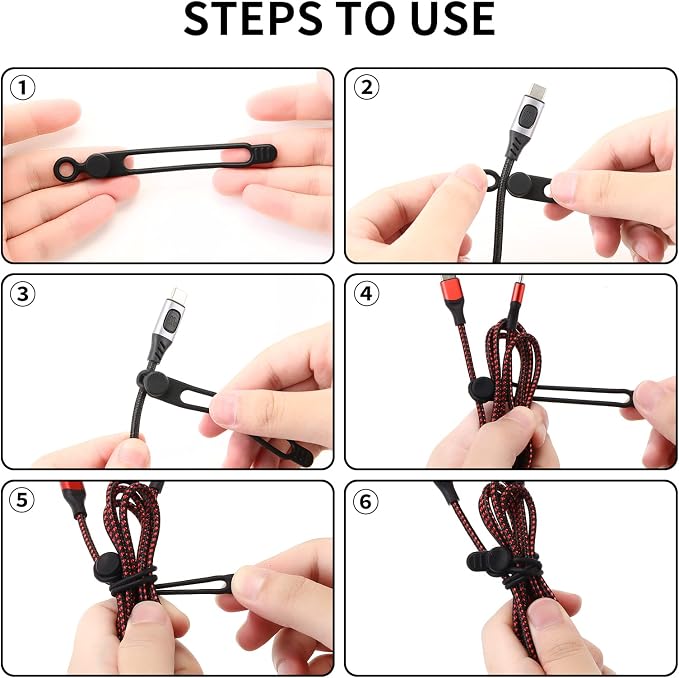 UMUST 35Pcs Silicone Cable Ties, Cable Management Cord Organizer 5Colors | - Image 3