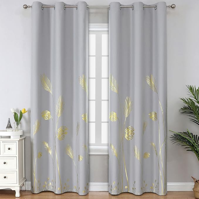 Light Grey Blackout Curtains for Bedroom, Thermal Insulated Window Drapes by ESTELARTEXTILER