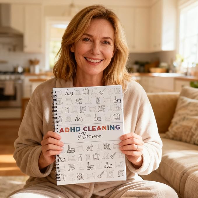 ADHD Cleaning Planner and Organizer, Spiral-Bound Home Management System with Daily, Weekly, Monthly Schedules, Chore Charts, Zone Cleaning Tasks, Laundry Checklist for Adults and Families