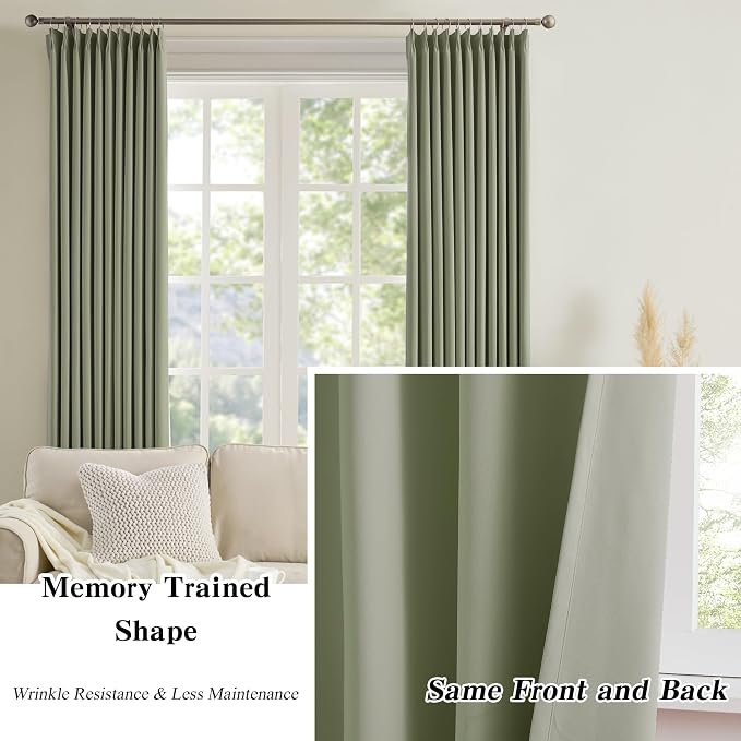 90 Inch Light Sage Green Eucalyptus Color Blakcout Curtains - Image 6