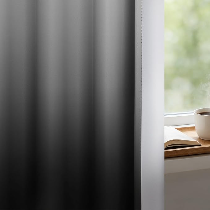 SimpleHome Ombre Gradient Black White to Gray Curtains - Image 6