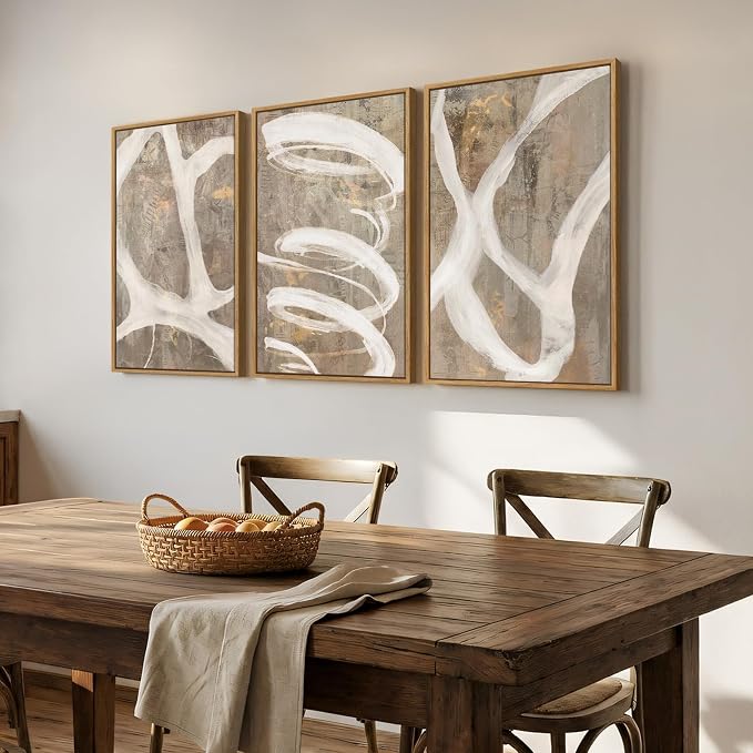 Large Framed Neutral Abstract Wall Art - Image 2
