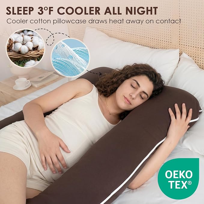 QUEEN ROSE U Shaped Pregnancy Pillow, Breathable Cotton Full Body Support - Image 3