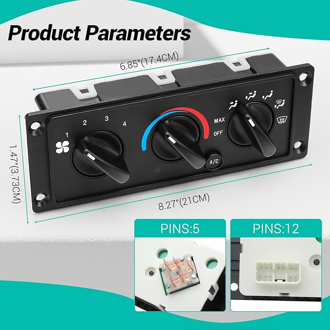 3518702C93 AC Climate Control Module Compatible with 2000-2017 International 5500i 5600i 5900i 9100 9200 9400 9900/2011-2020 CAT CT660/2017-2021 International HX515 HX520 HX615 HX620 HVAC Panel Unit