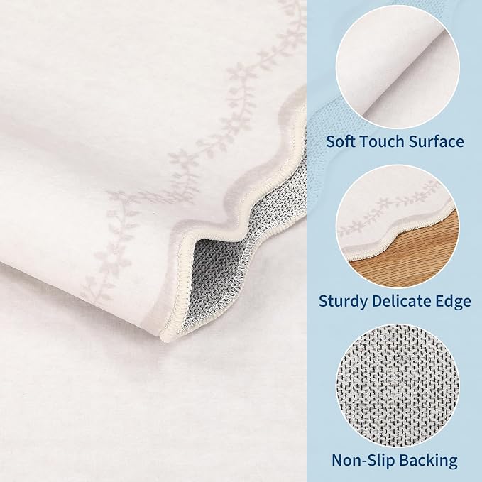 GarveeHome 2.5x8 Scalloped Washable Runner Rug Non Slip Hallway Kitchen Rug | - Image 4