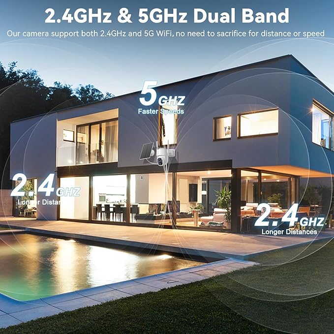 Noaheye Solar Security Cameras Wireless Outdoor, 5G&2.4GHz Cameras for Home Security, 2K Solar Outdoor Camera, Color Night Vision, AI Human Detection, 2-Way Talk, Siren Alarms (2-Pack)