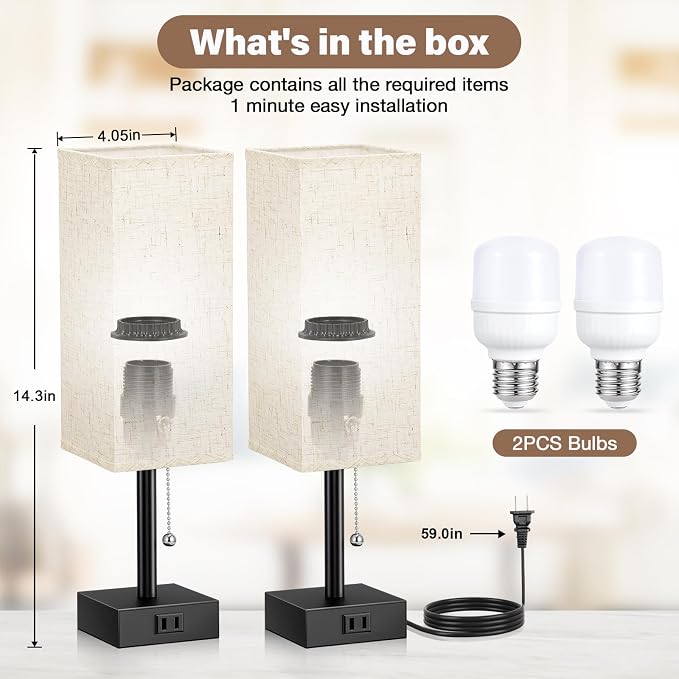 Bedside Lamp for Bedroom Set of 2 - Image 8