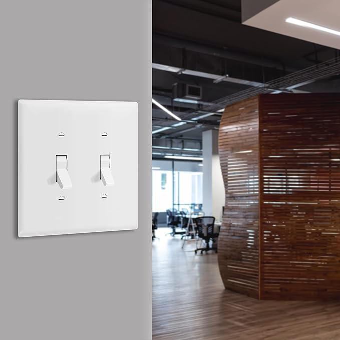 ENERLITES Toggle Switch Wall Plate, 2-Gang 4.88" x 4.92", Mid-Size, UL Listed, 8812M-W-10PCS, White (10 Pack)