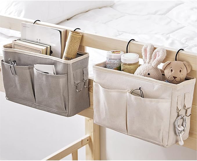F&Y Cotton Linen Bedside Hanging Organizers, Storage Pocket Basket - Image 2