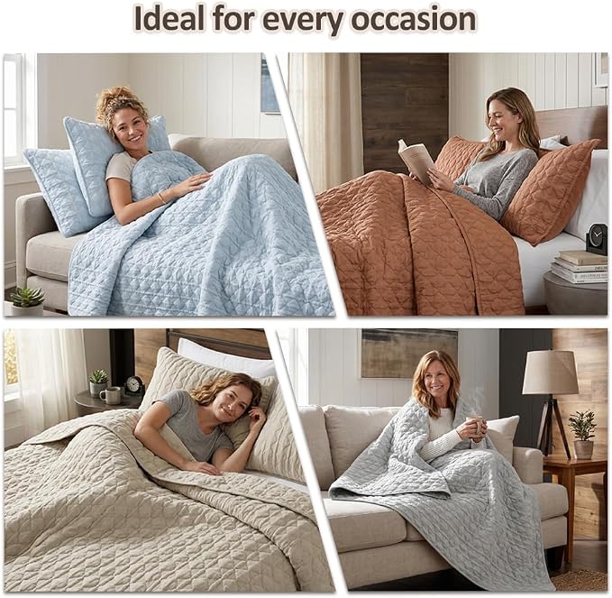 WDCOZY Light Beige Quilt King Size Bedding Set - Image 7
