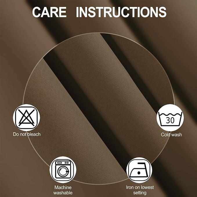 Brown Blackout Curtains 66 x 63 Inch Length/Set of 2 Curtain Panels/Thermal - Image 4