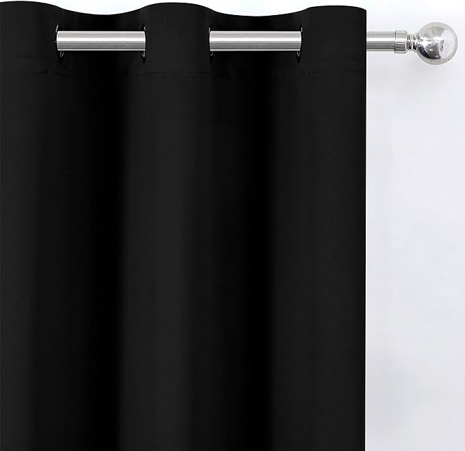 Black Thermal Blackout Curtains/52 x 54 Inch/Set of 2 Panels Room Darkening - Image 7